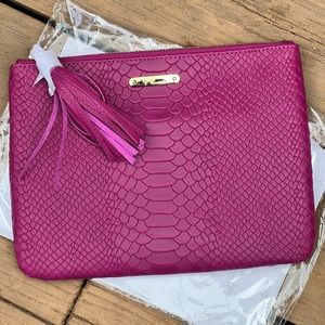 Gigi New York ~ Embossed Python Clutch in Aqua or Magenta